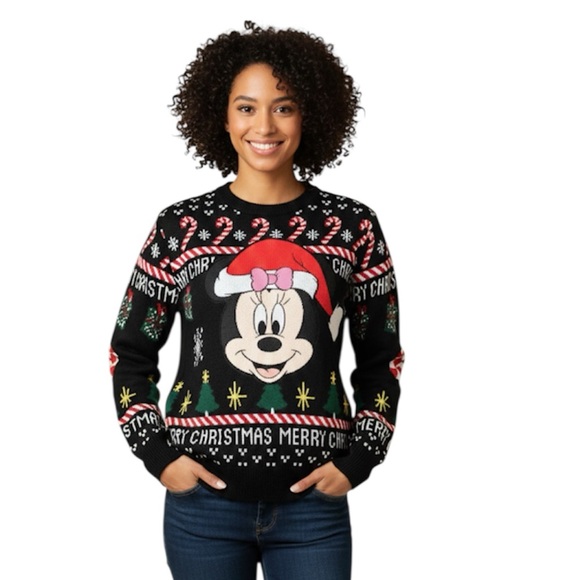 Disney Sweaters - Disney Pat Pat Minnie Mouse Black Ugly Christmas Sweater Size: Small